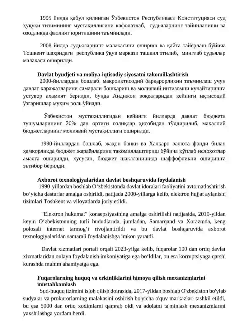 Davlat boshqaruvi tizimida amalga oshirililgan islohotlar 3