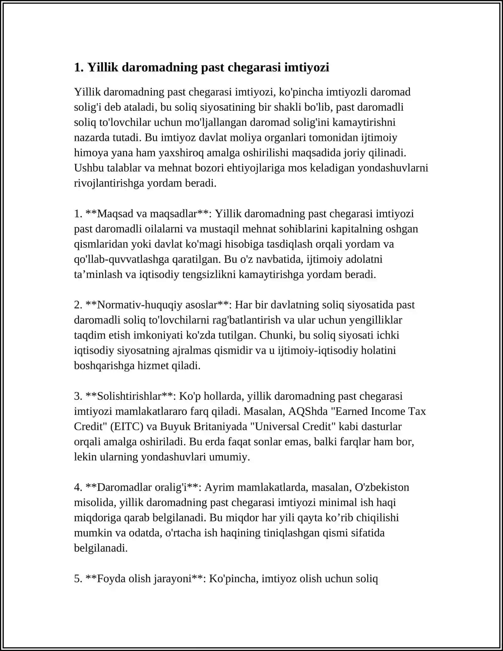 JISMONIY SHAXSLARDAN OLINADIGAN DAROMAT SOLIG'I BO'YICHA TAQDIR ETILADIGAN SOLIQ IMTIYOZLARI 3