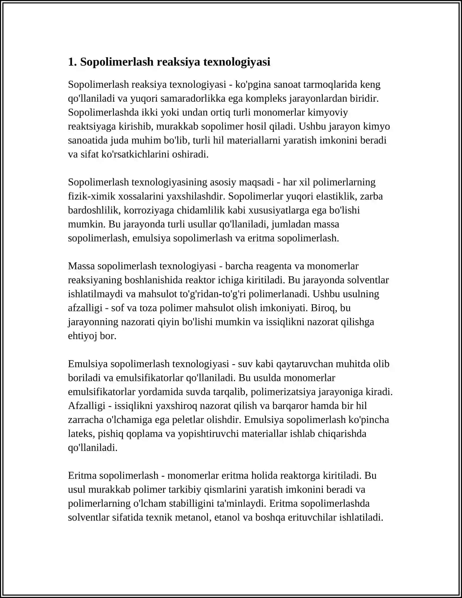 SOPOLIMERLARNISH REAKSIYASI BOʻYICHA OLINADIGAN SINTETIK  KAUCHUKLAR 3