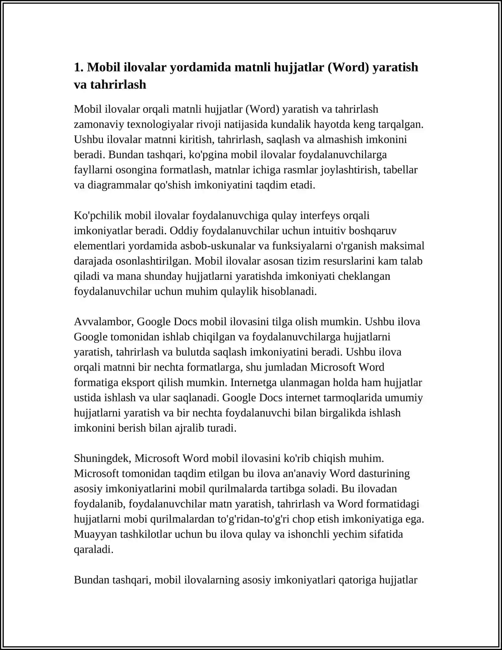 MOBIL ILOVALARDAN FOYDALANIB HAR XIL KÓRINISHDAGI HUJJATLARNI YARATISH 3