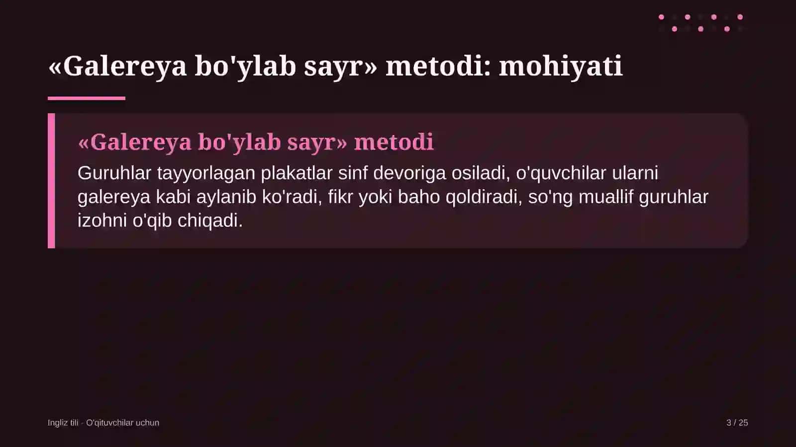ingliz tili darslarida galereya bo'ylab sayr metodidan foydalanish 2224 3