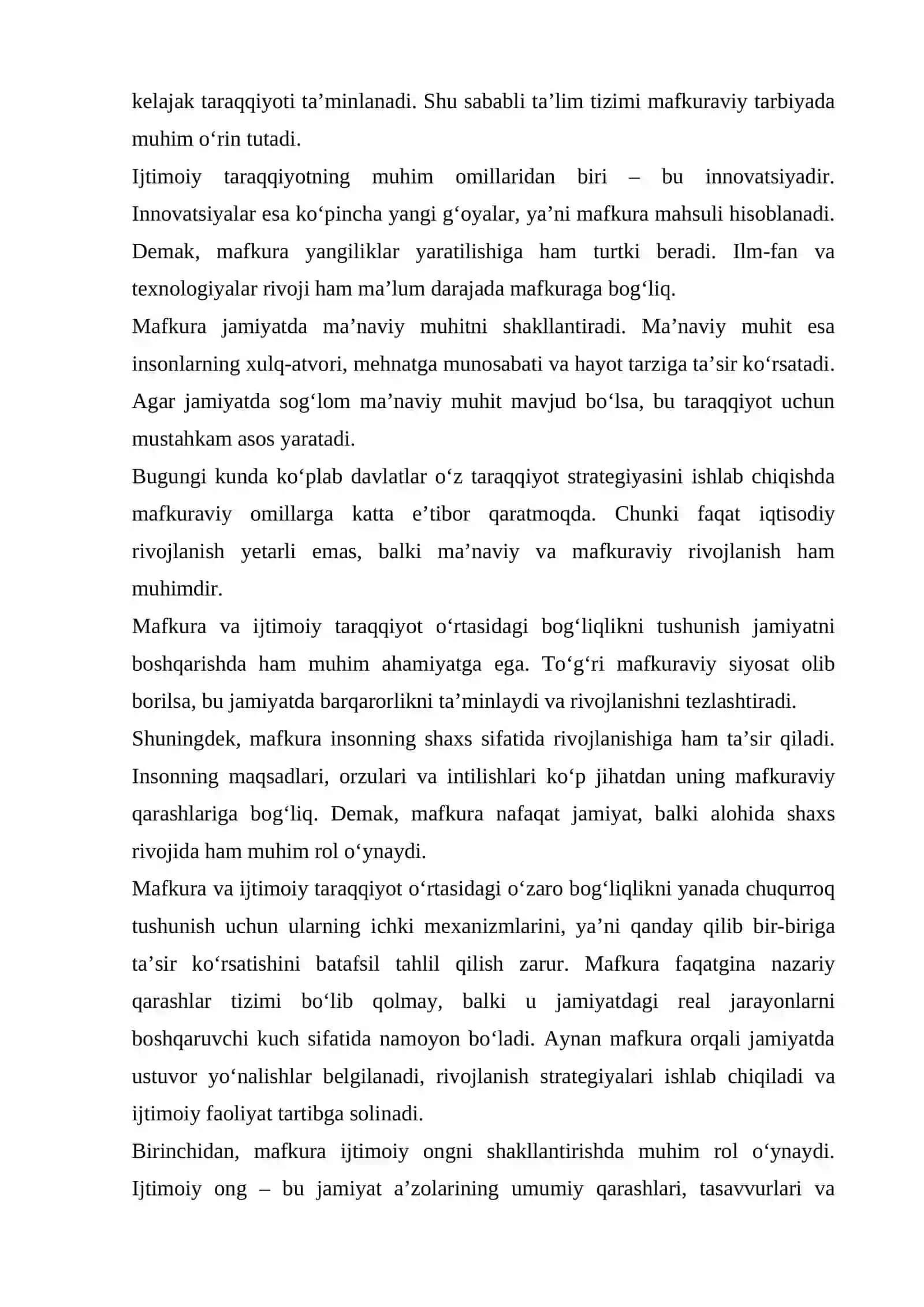 Mafkura va ijtimoiy taraqqiyot o'rtasidagi o'zaro bog'liqlik 3
