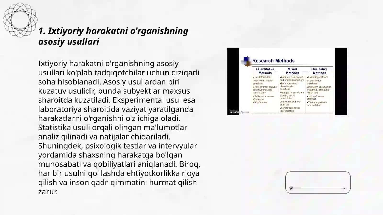 Ixtiyoriy harakatni o'rganish usullari. Harakat patologiyasi 3