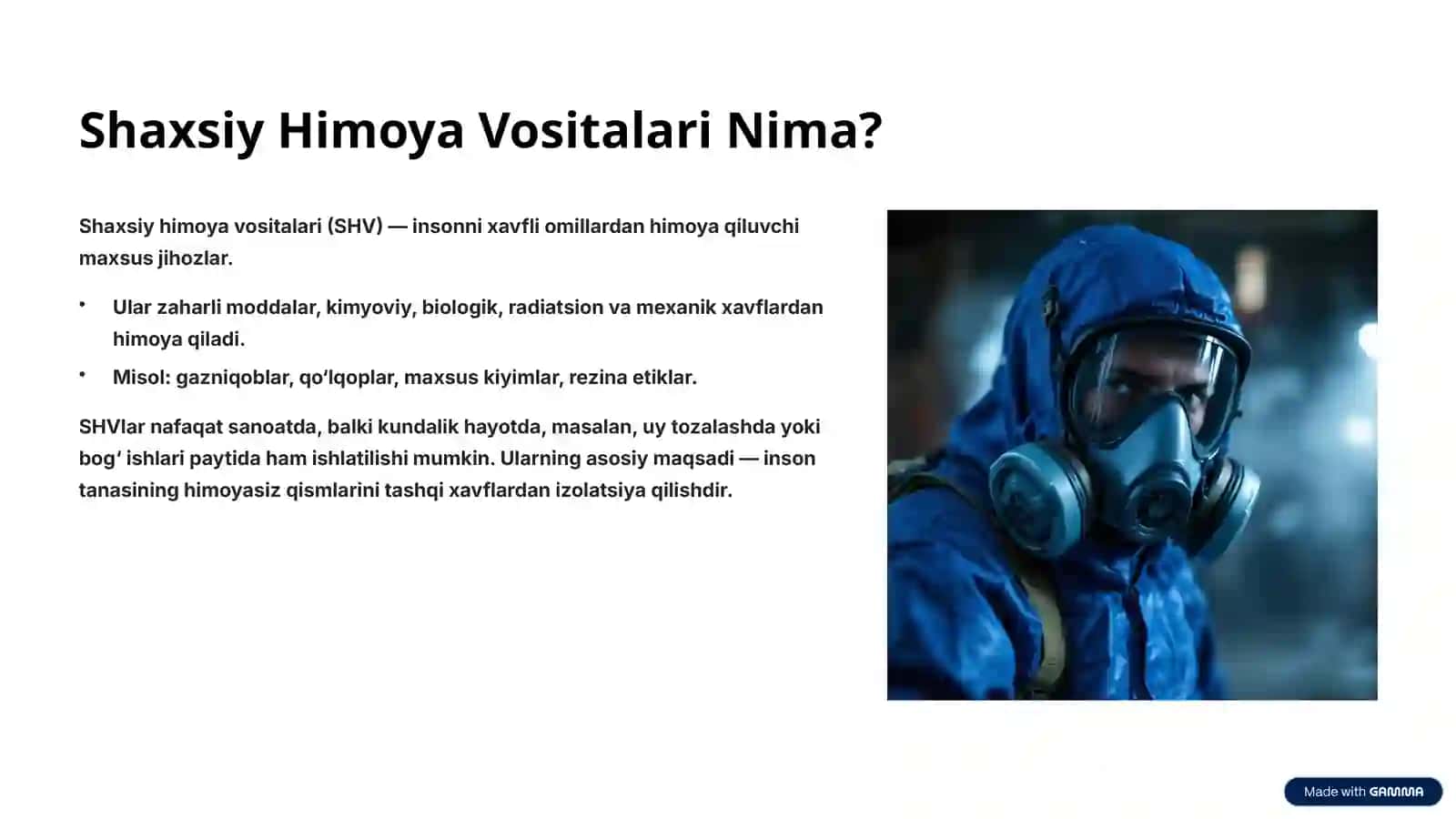 Shaxsiy Himoya Vositalari va Ulardan Foydalanish 3