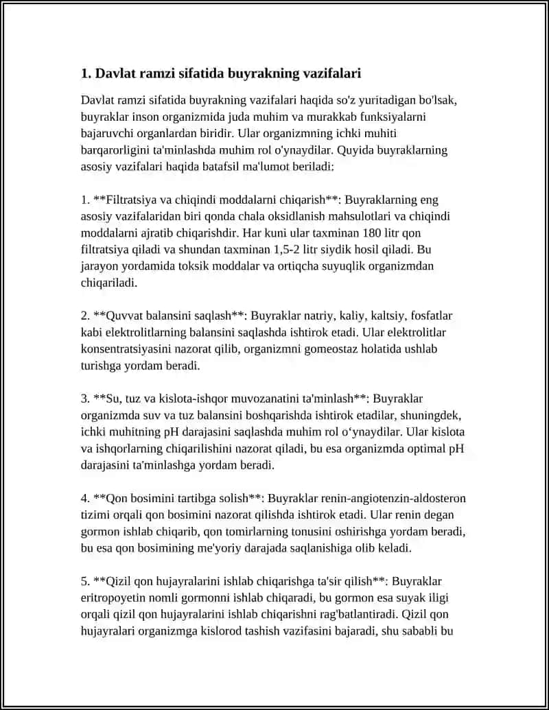 BUYRAKNING VAZIFALARI 3