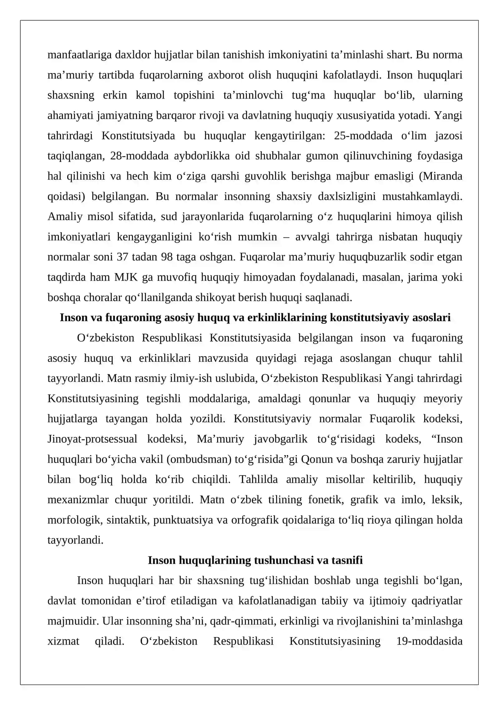 O‘zbekiston Respublikasi Konstitutsiyasida belgilangan inson va fuqaroning asosiy huquq va erkinliklari 3