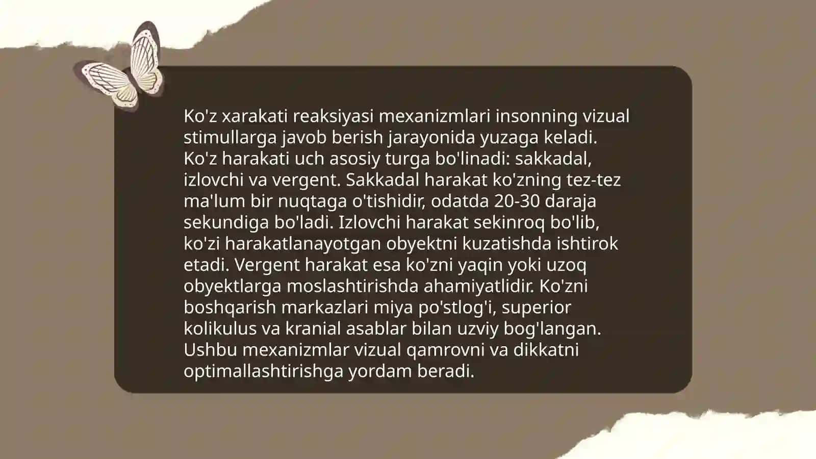 Ko'z xarakati reaksiyasi mexanizmlari 3