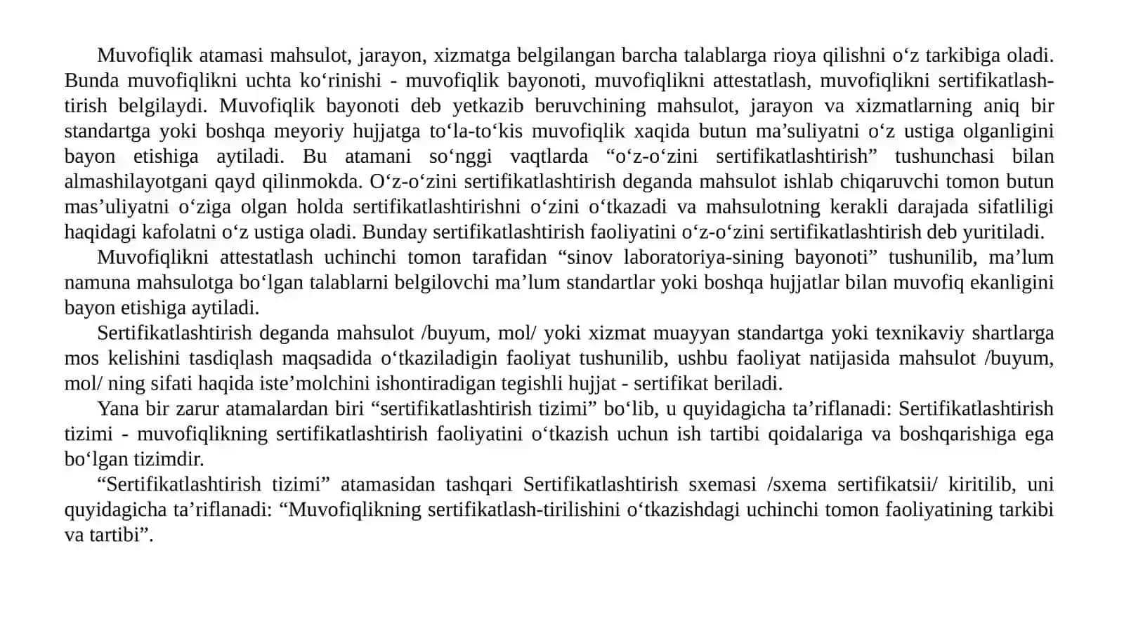 MAHSULOT VA XIZMATLARNI SERTIFIKATLASHTIRISH FAOLIYATI 3