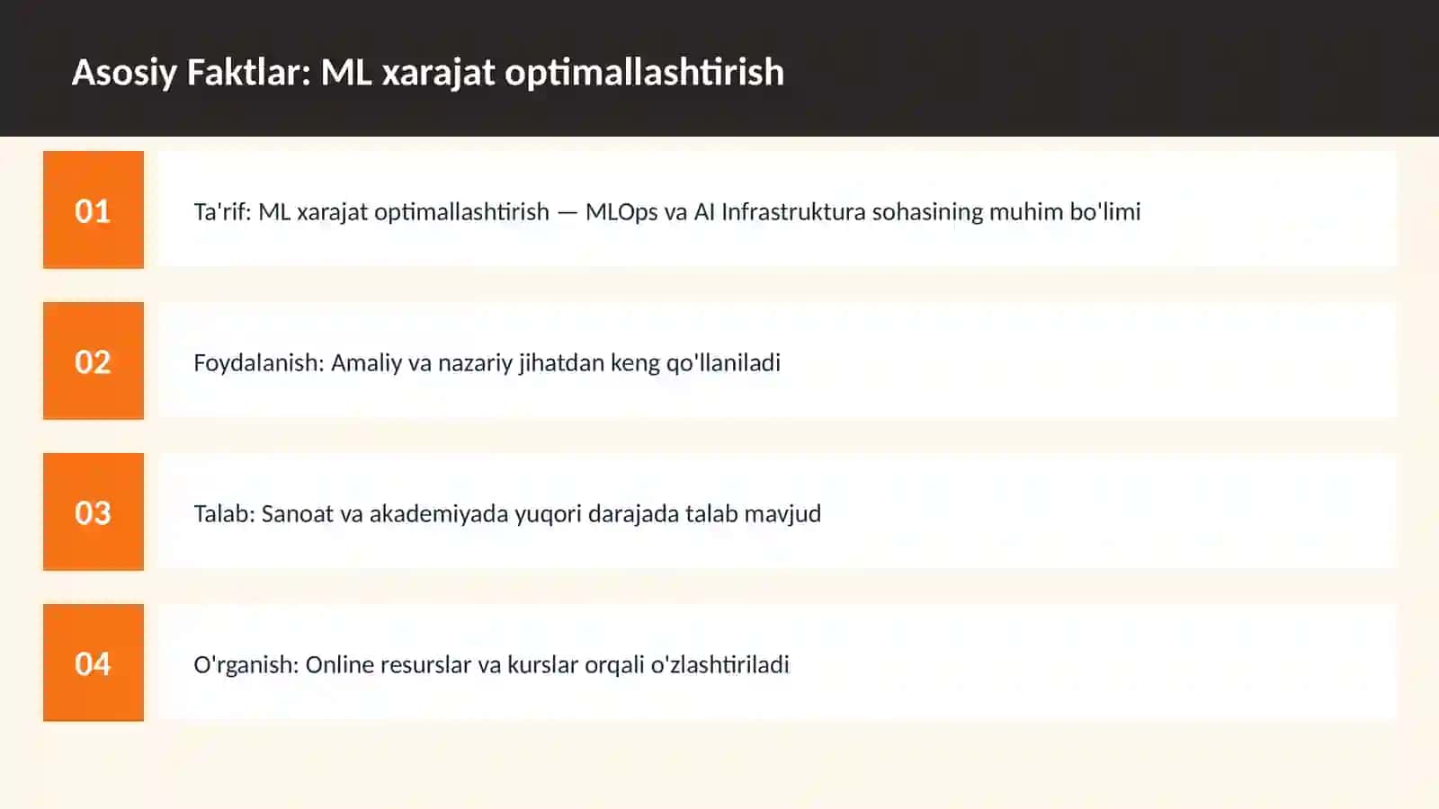 ML xarajat optimallashtirish 3