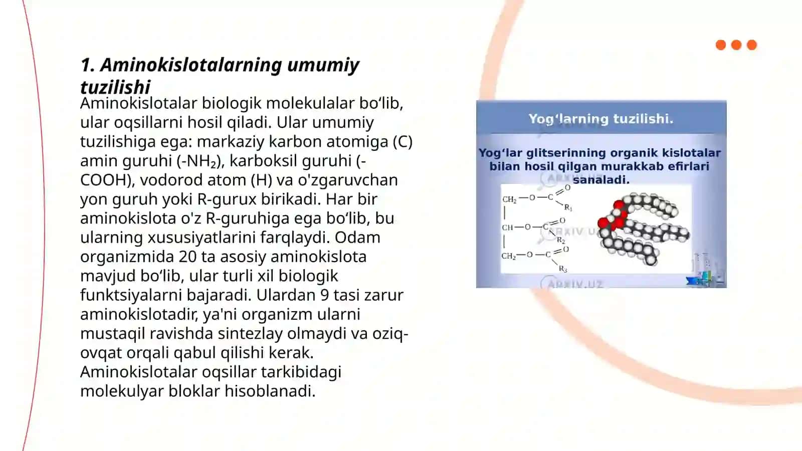 Aminoskislotalar tuzilishi va xossalari 3