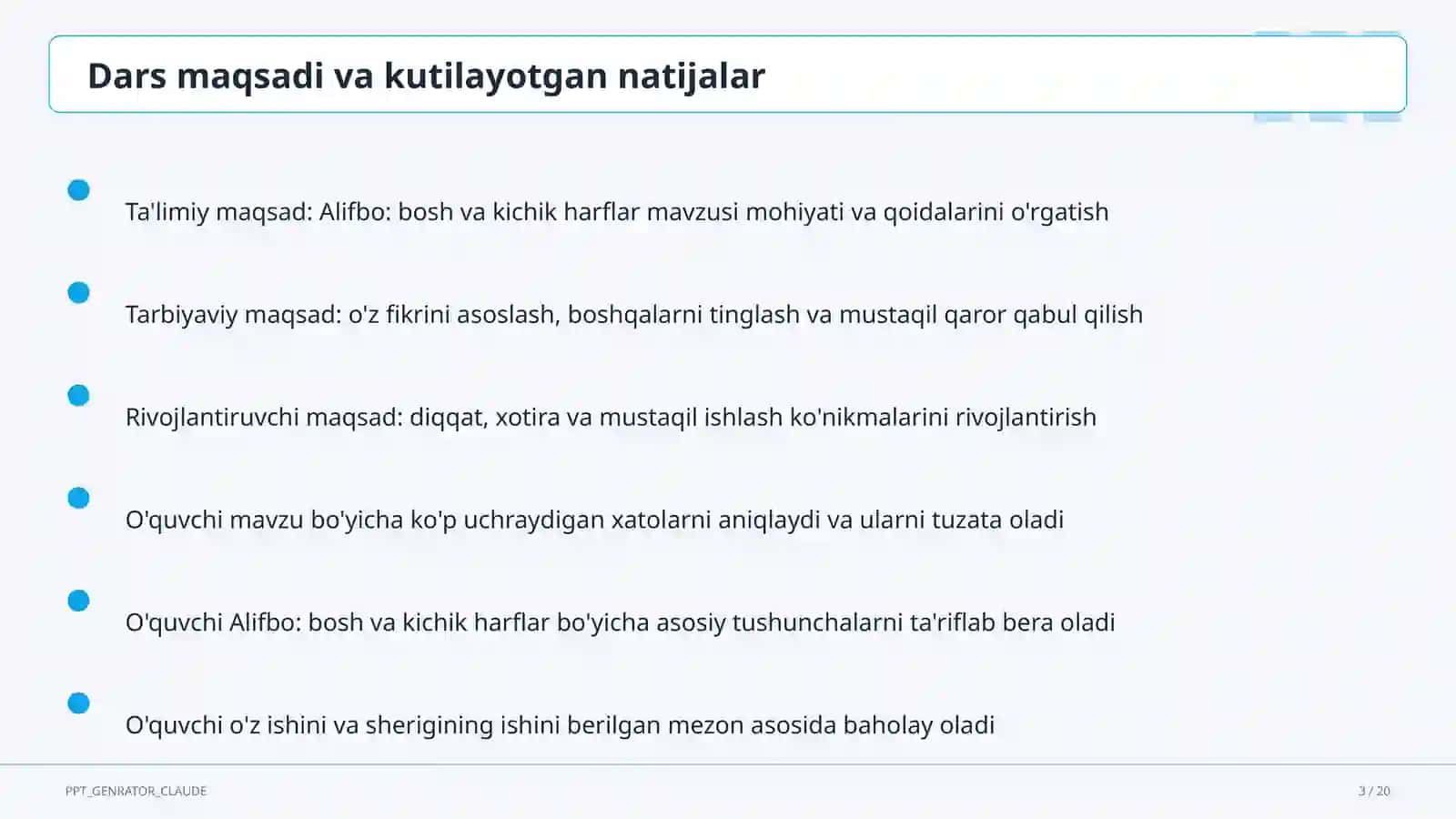 Alifbo: bosh va kichik harflar (1-sinf) 3