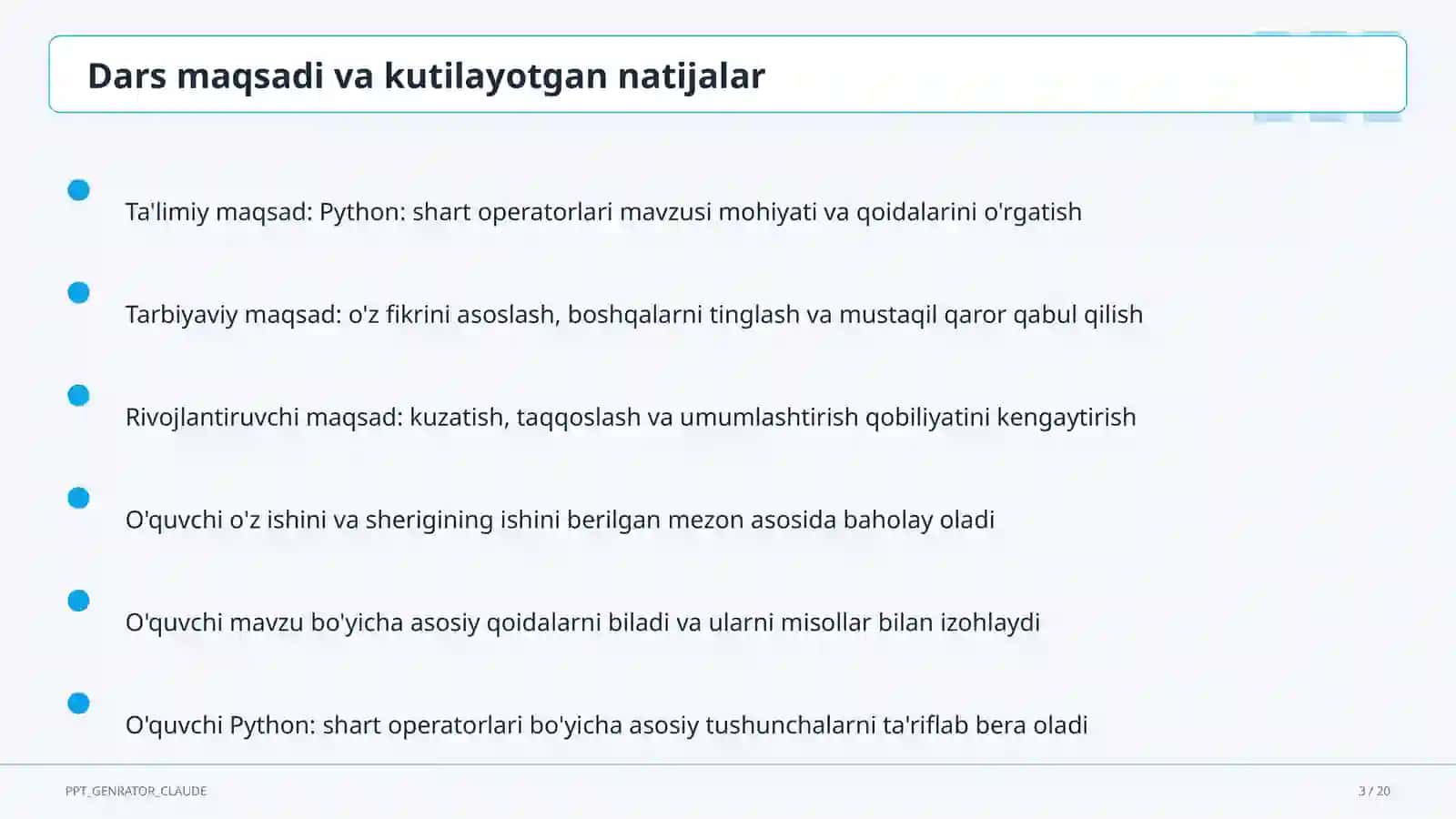 Python: shart operatorlari (8-sinf) 3