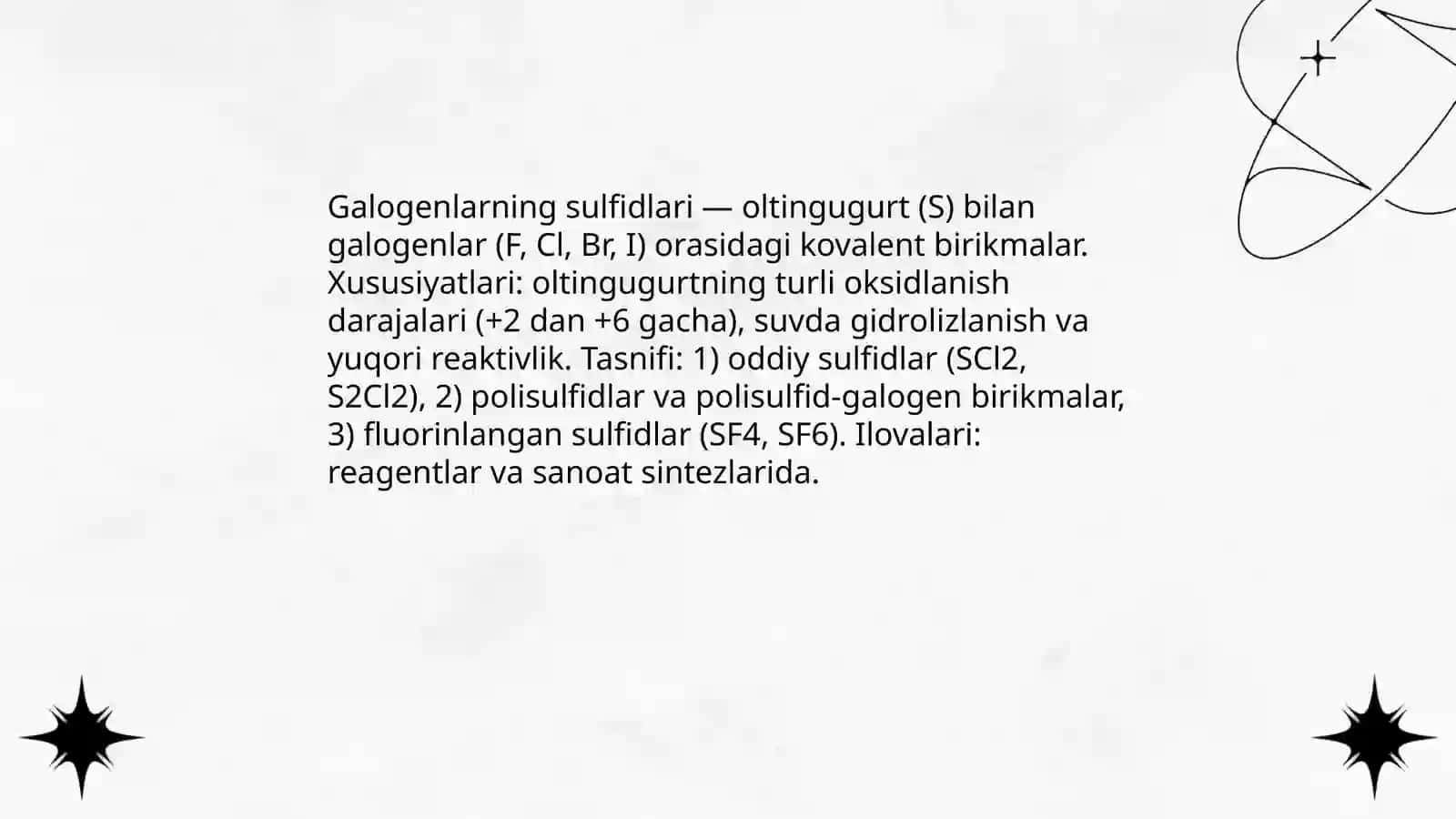 Galogenlarning sulfidlari 3