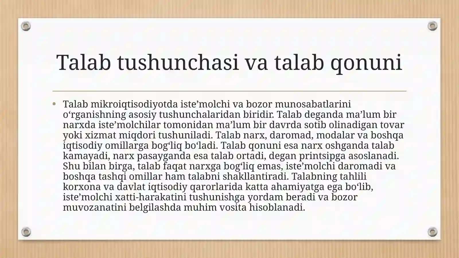 Talabning umumiy o’zgarishi 3