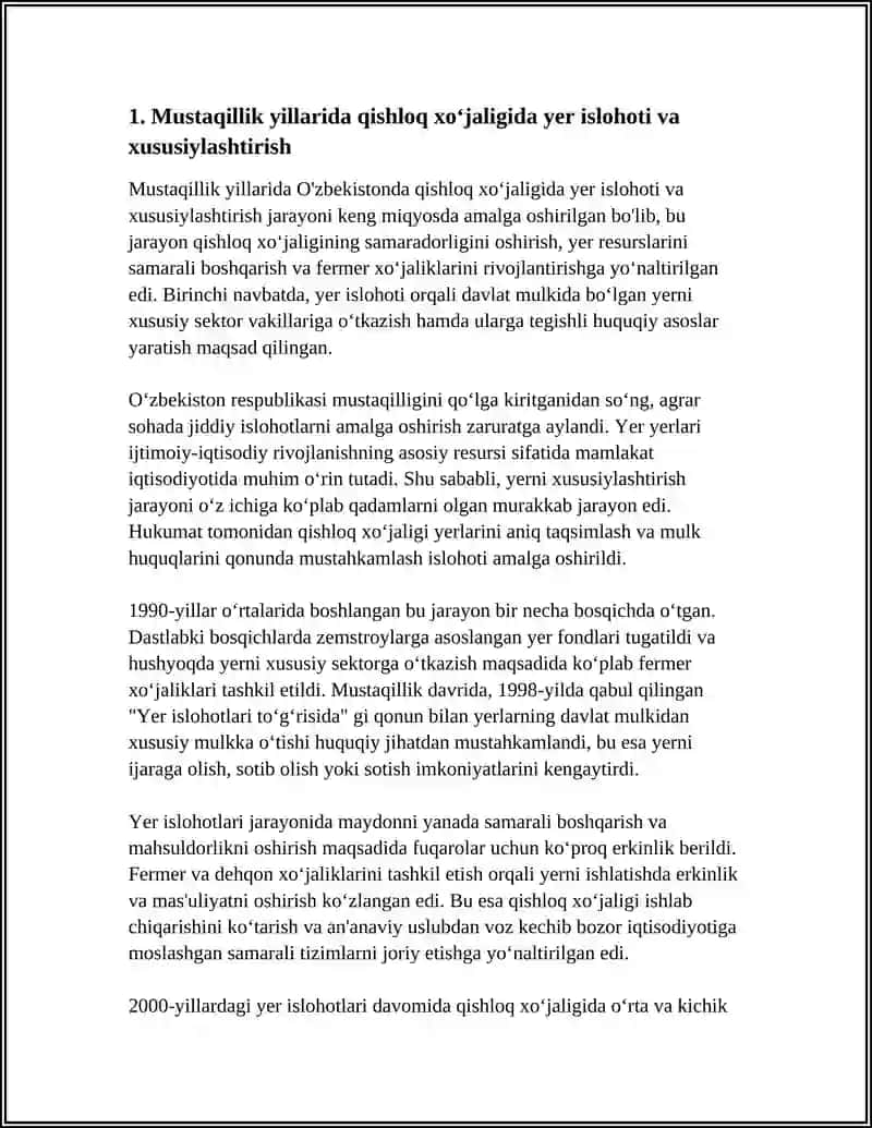 MUSTAQILLIK YILLARDA QISHLOQ XO'JALIGI VA SANOAT SOHASIDA O'ZGARISHLAR 3