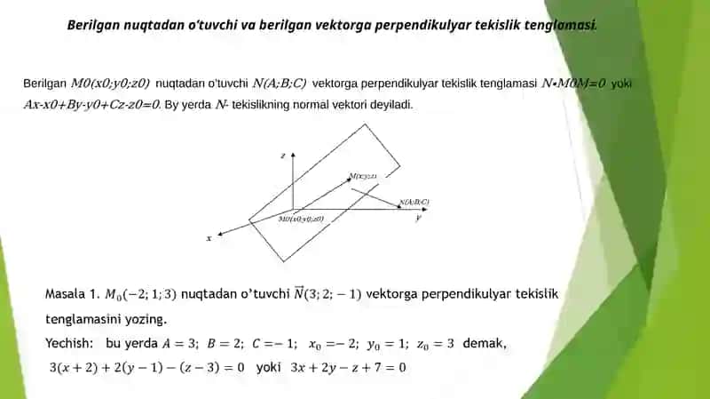 Tekislik tenglamalari 3