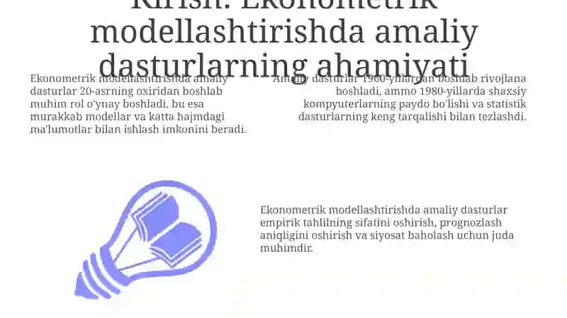 Ekonometrik Modellashtirishda Qo‘llaniladigan Amaliy Dasturlar Xususiyatlari 3