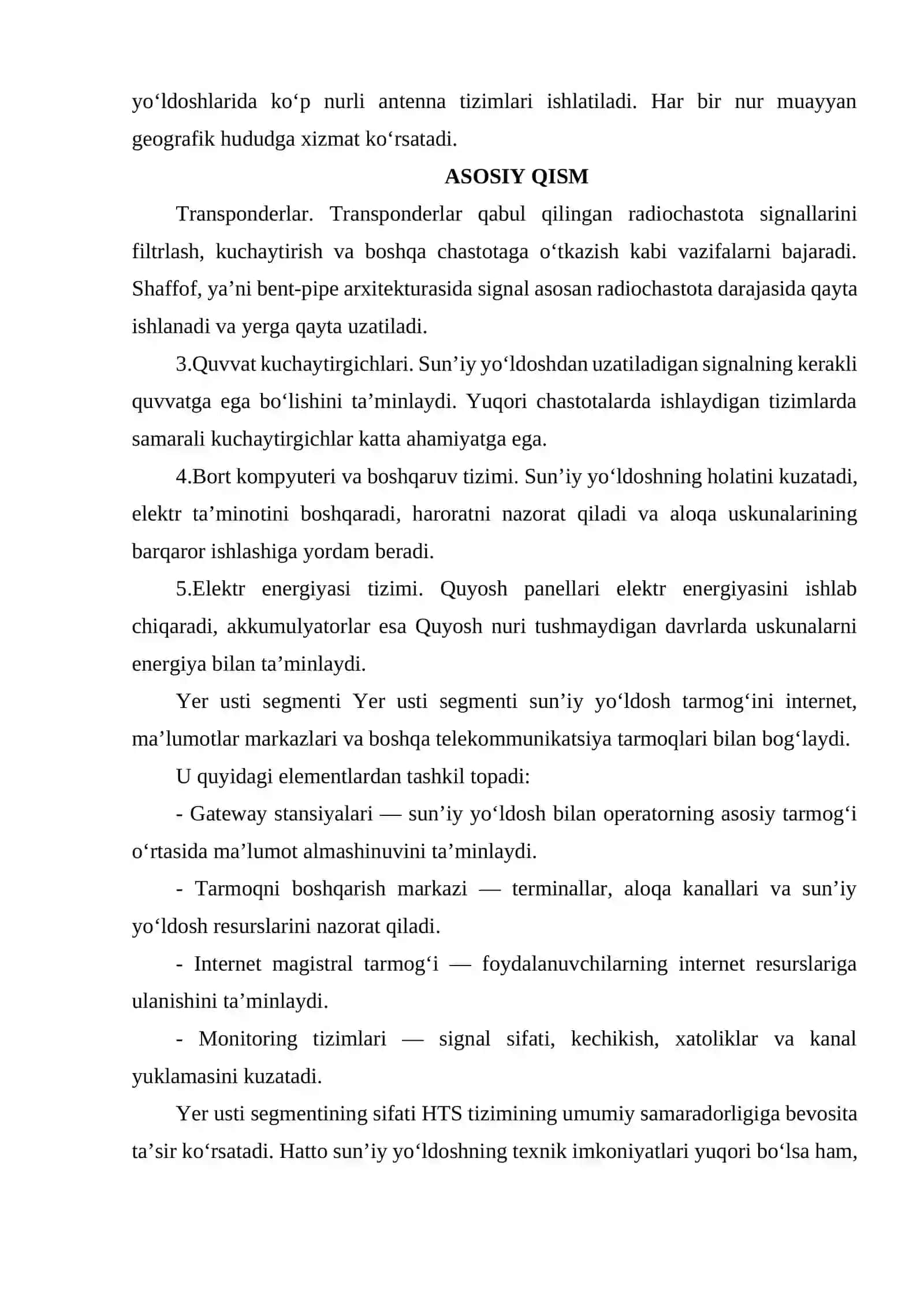 HTS (HIGH THROUGHPUT SATELLITES) VA VHTS TERABIT SUN’IY YO‘LDOSHLARINING TEXNIK ARXITEKTURASI. 3