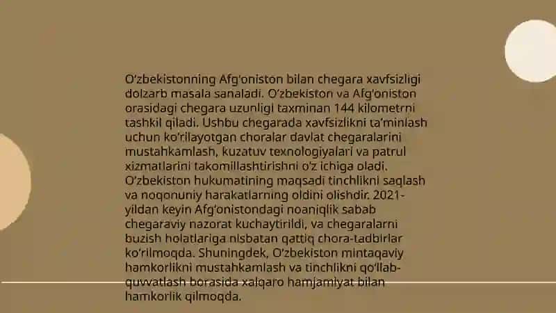 Oʻzbekistonning Avgʻoniston bilan olib borayotgan tashqi siyosat 3