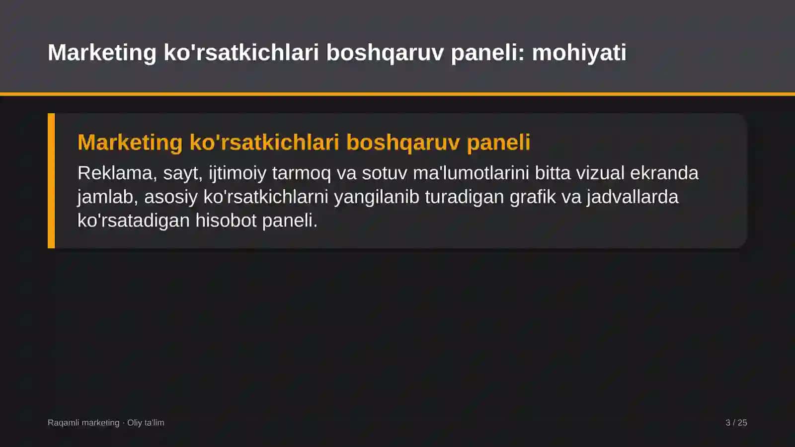 santexnika montaj ishlarida marketing ko'rsatkichlari boshqaruv panelini yaratish 1063 3