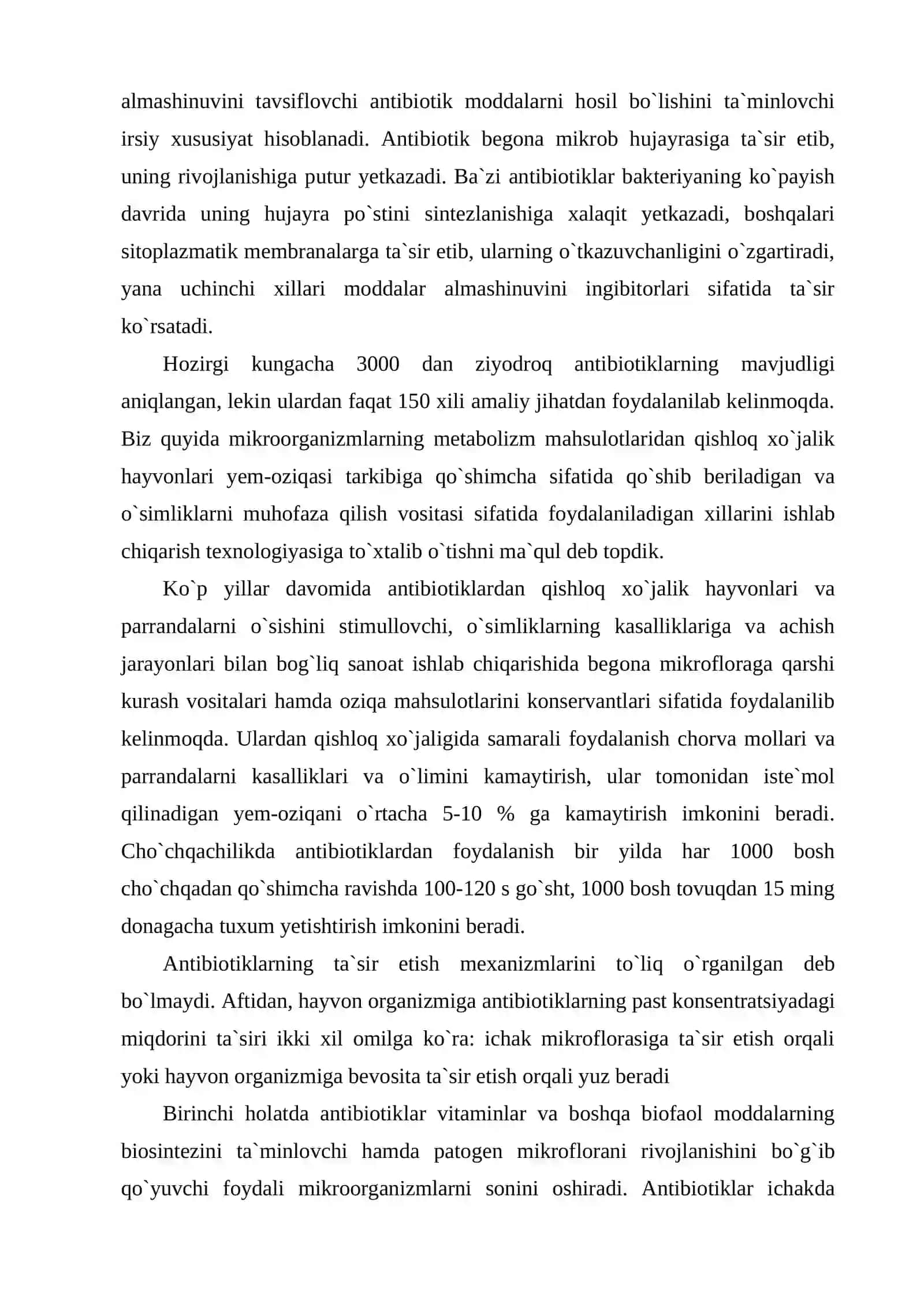 Qishloq xo`jaligi uchun antibiotik moddalarni biosintezlash texnologiyasi 3