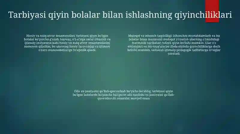 Tarbiyasi OgʻIr Bolalar Bilan Ishlashning Ijtimoiy-Pedagogik Texnologiyalari 3