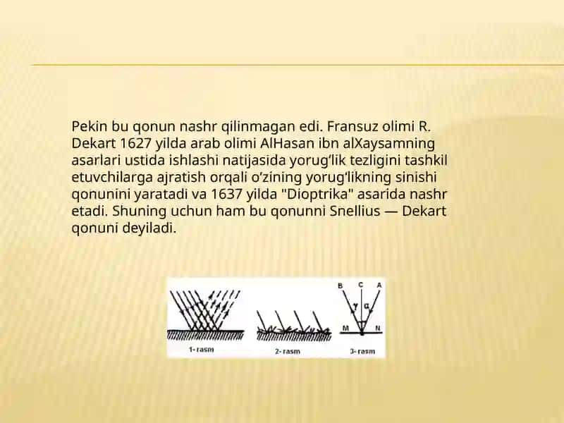 Yorug’likning sinish va qaytish qonuni. Tibbiy tashxis amaliyotida refraktometrik usullarning qo’llanilishi 3