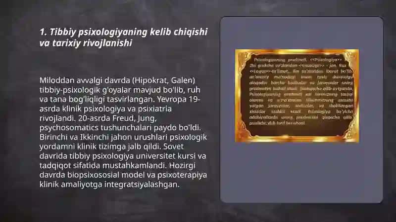 Tibbiy psixologiya fanining tarixi amaliy ahamiyati va o‘rganish uslublari 3