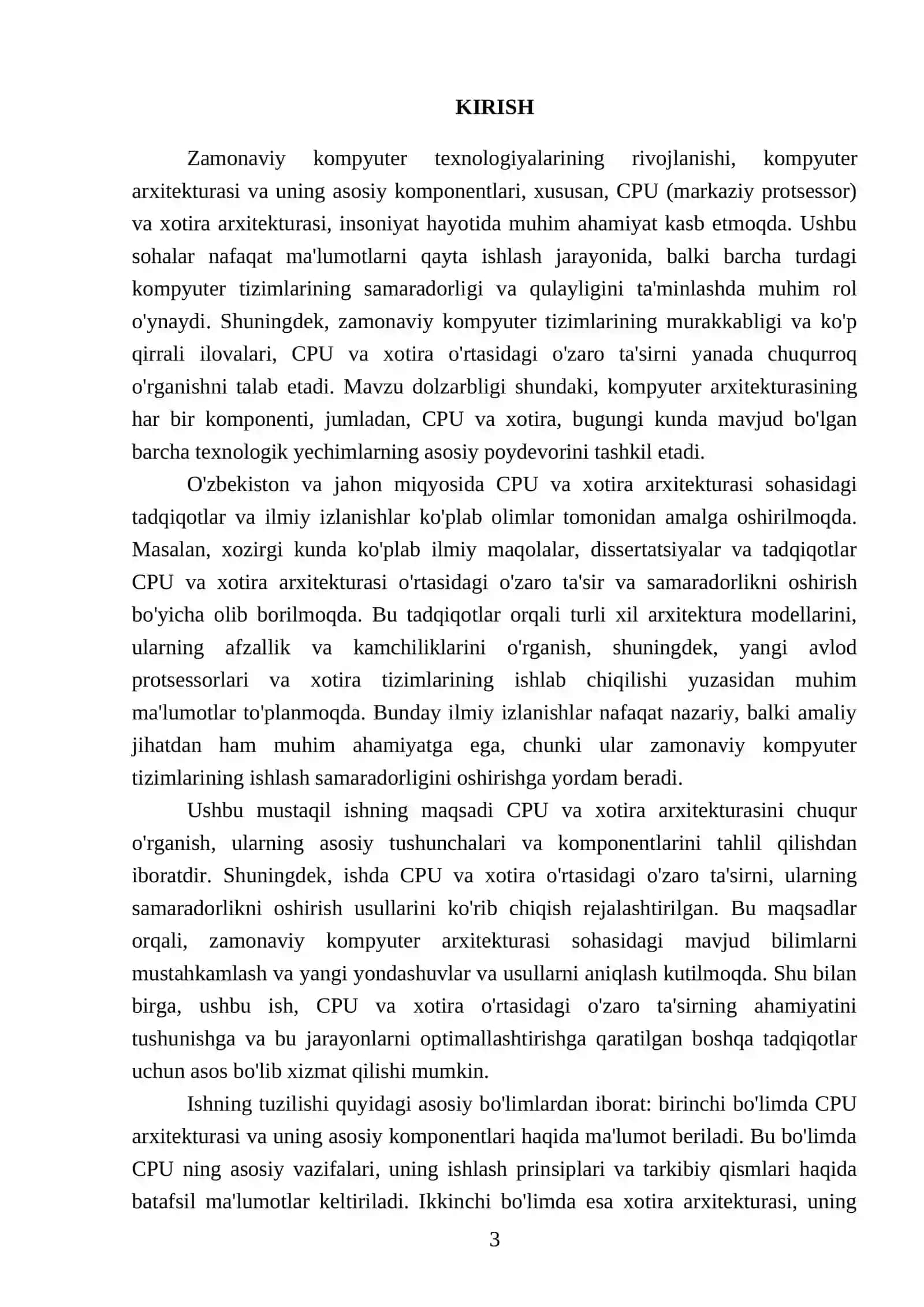CPU va xotira arxitekturasi 3