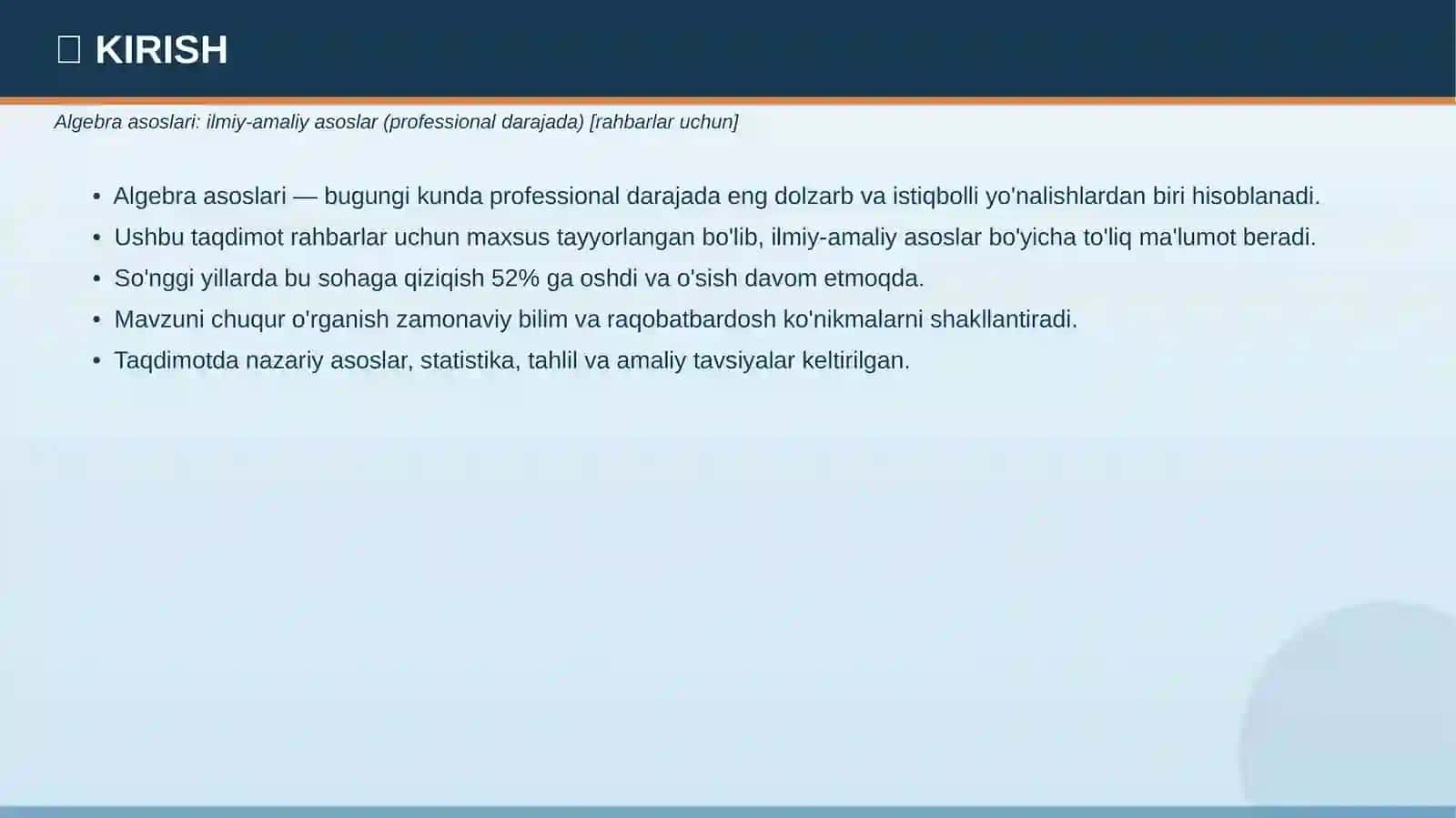 Algebra asoslari: ilmiy-amaliy asoslar (professional darajada) [rahbarlar uchun] 3