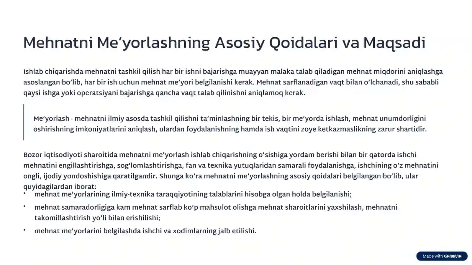 Sanoat korxonalarida mehnatni me’yorlashning mazmuni va vazifalari 3