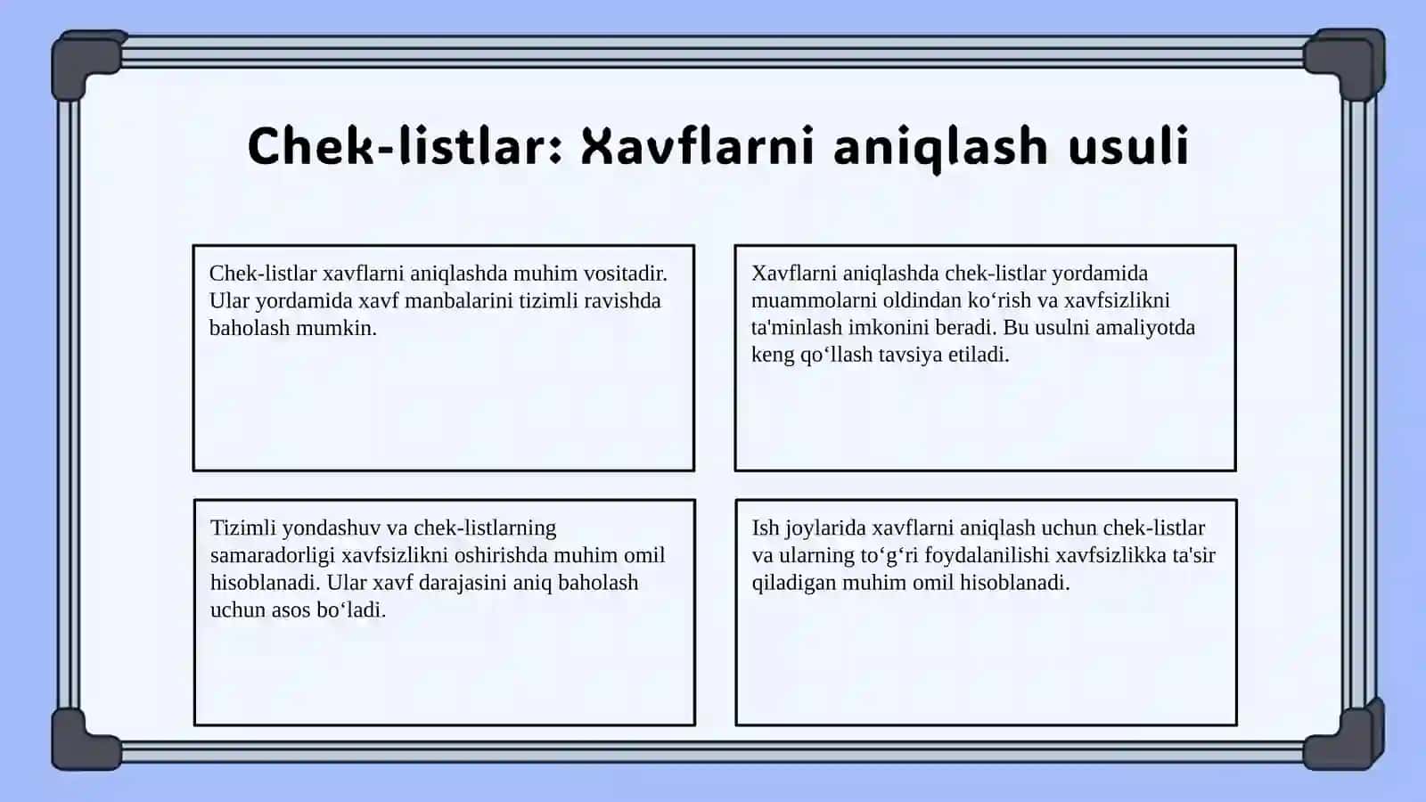 Chek-listlar xavflarni aniqlash usuli 3