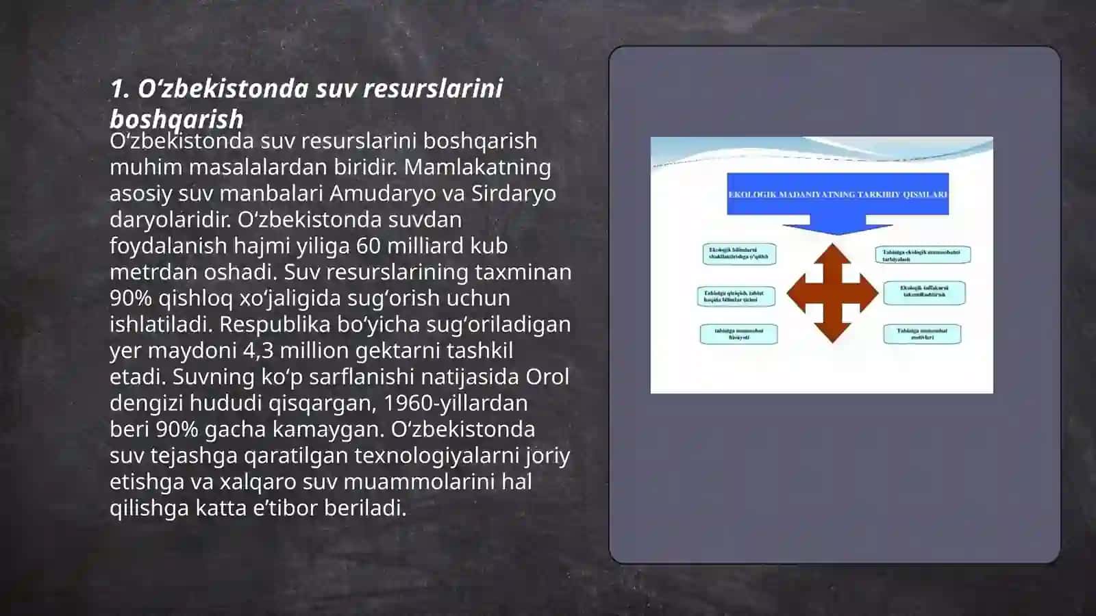 Oʻzbekistonda ekologik vaziyat va ekologik siyosatning ustuvor yoʻnalishlari 3