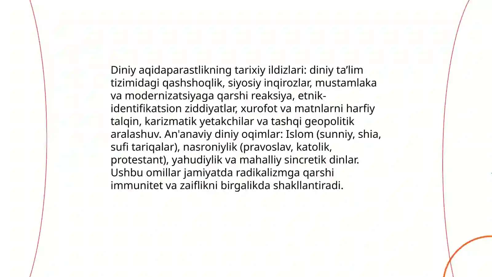 Diniy aqidaparastlik (fanatizm), ekstremizm paydo bo‘lishining ijtimoiy-tarixiy zaminlari va rivojlanish 3