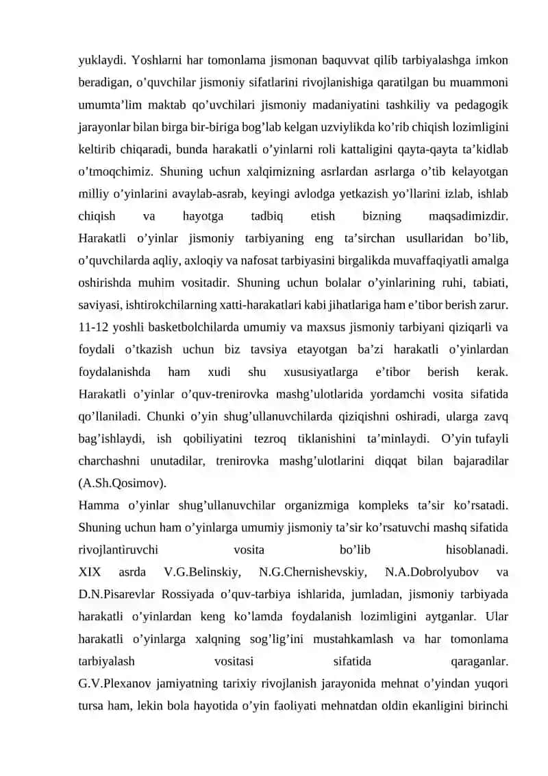 Yosh basketbolchilarning jismoniysi fatlarini tarbiyalash yullari 3