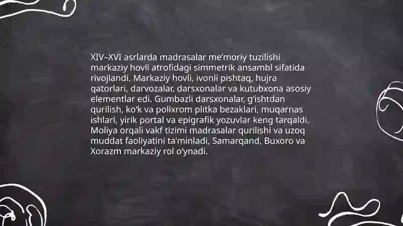 XIV asrning ikkinchi yarmidan XVI asrgacha ta’lim va maktab 3