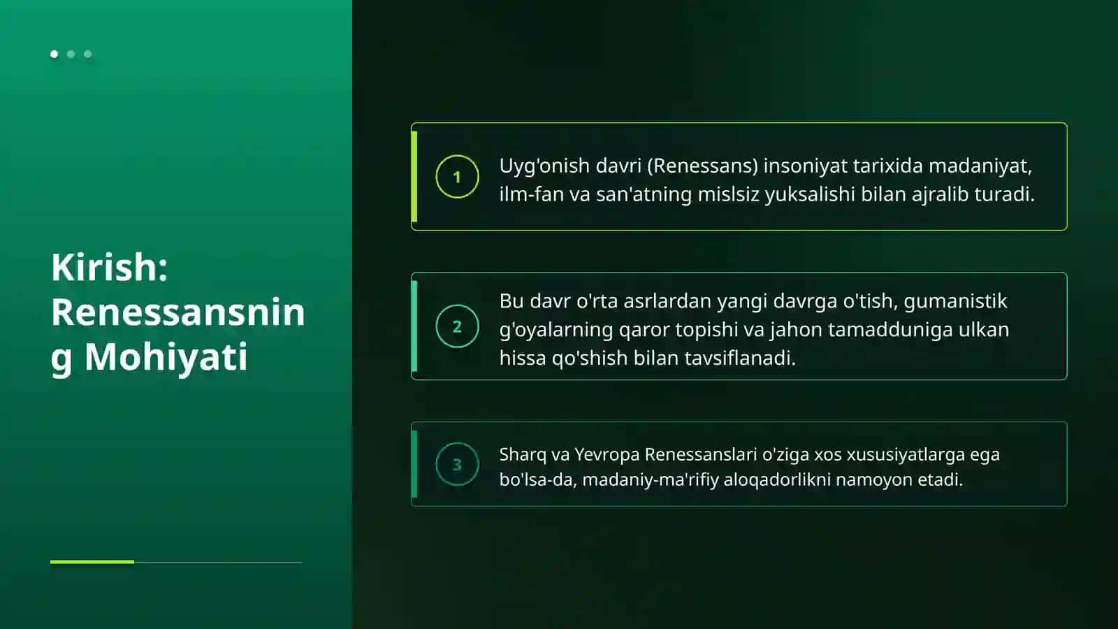 "Sharq va Yevropa uyg'onish davri" 3