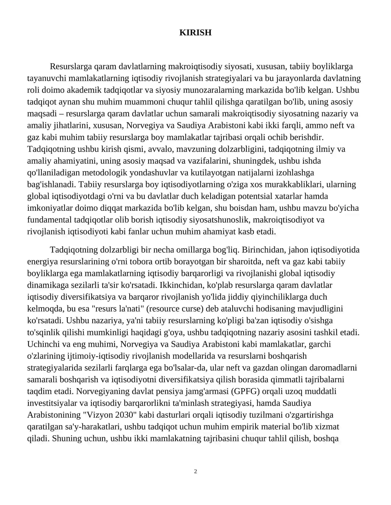 Resurslarga qaram davlatlarninv makroiqtisodiy siyosati: Norvegiya va Saudiya Arabstoni tajribasi 3