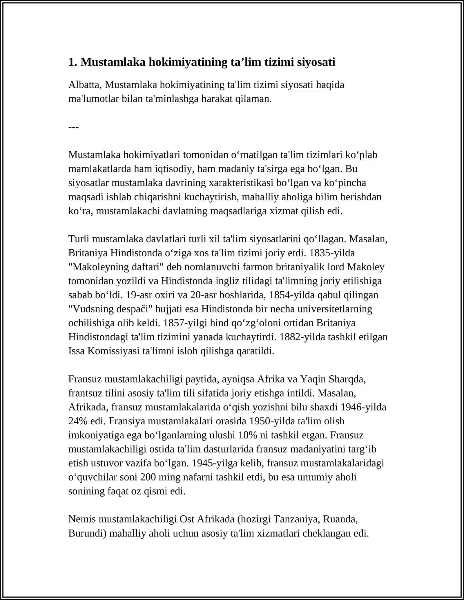 MUSTAMLAKA HOKIMIYATINING TURKISTONDA O‘QITISH ISHLARIGA DOIR SIYOSATI 3