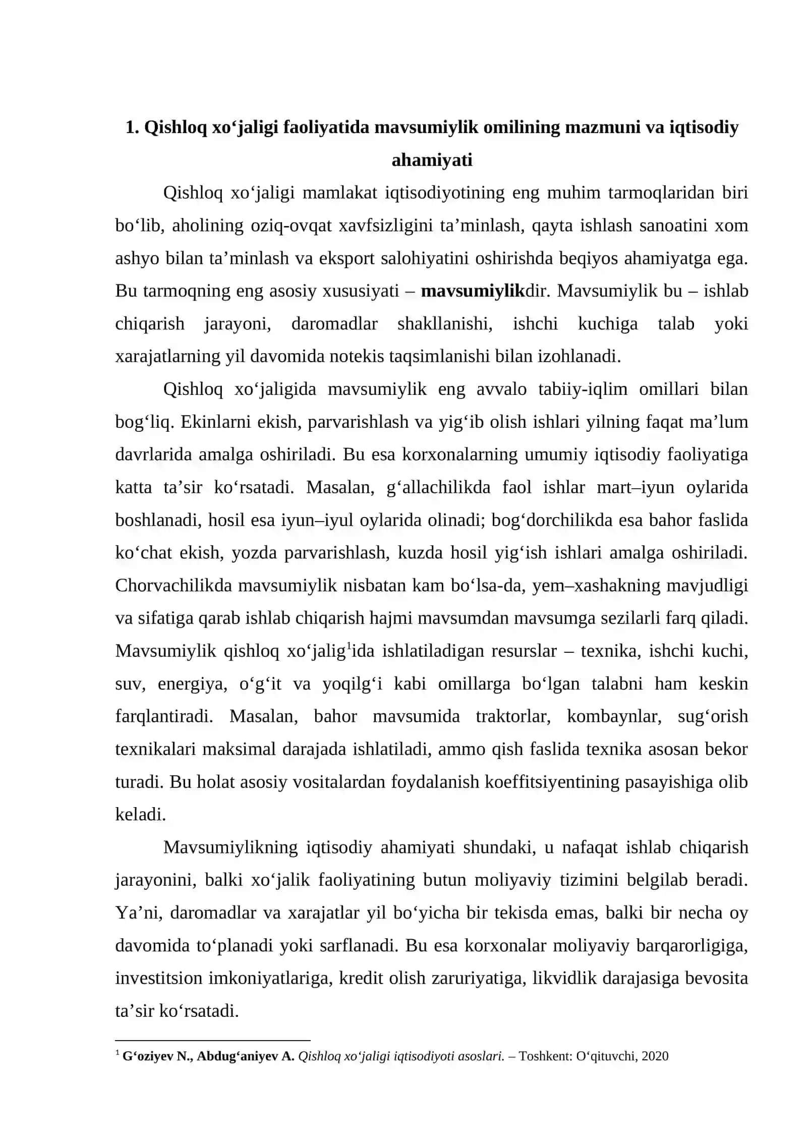 QISHLOQ XO‘JALIK FAOLIYATIDA MAVSUMIYLIK OMILINING MOLIYAVIY KO‘RSATKICHLARIGA TA’SIRI 3