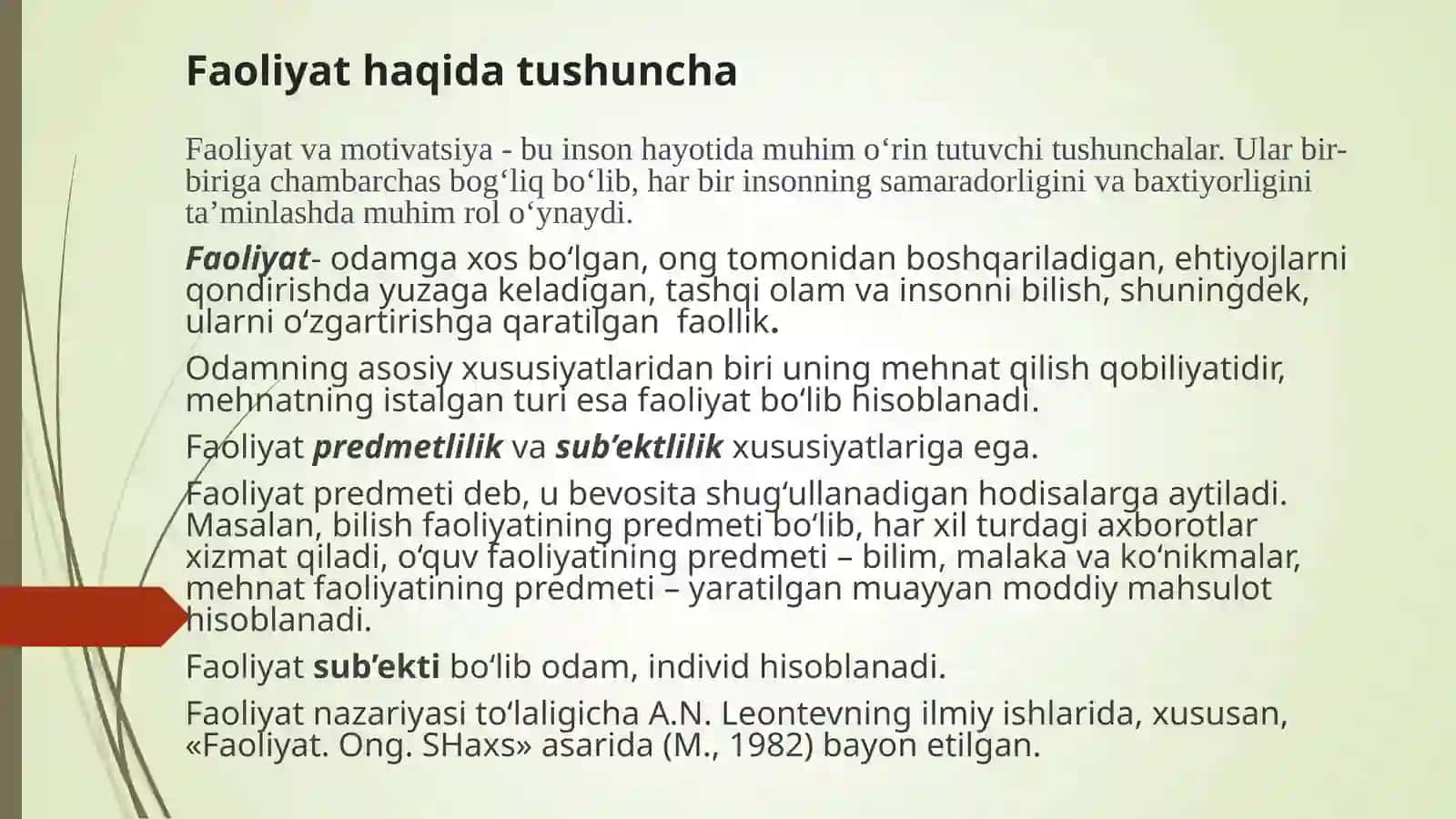 Faoliyat va motivatsiya 3