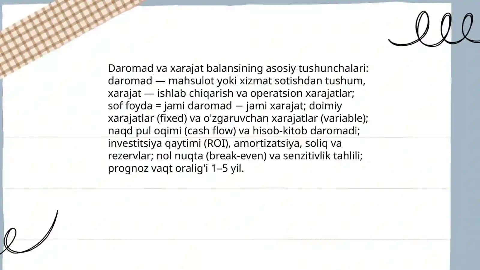 Daromad va xarajat balansini modellashtirish 3