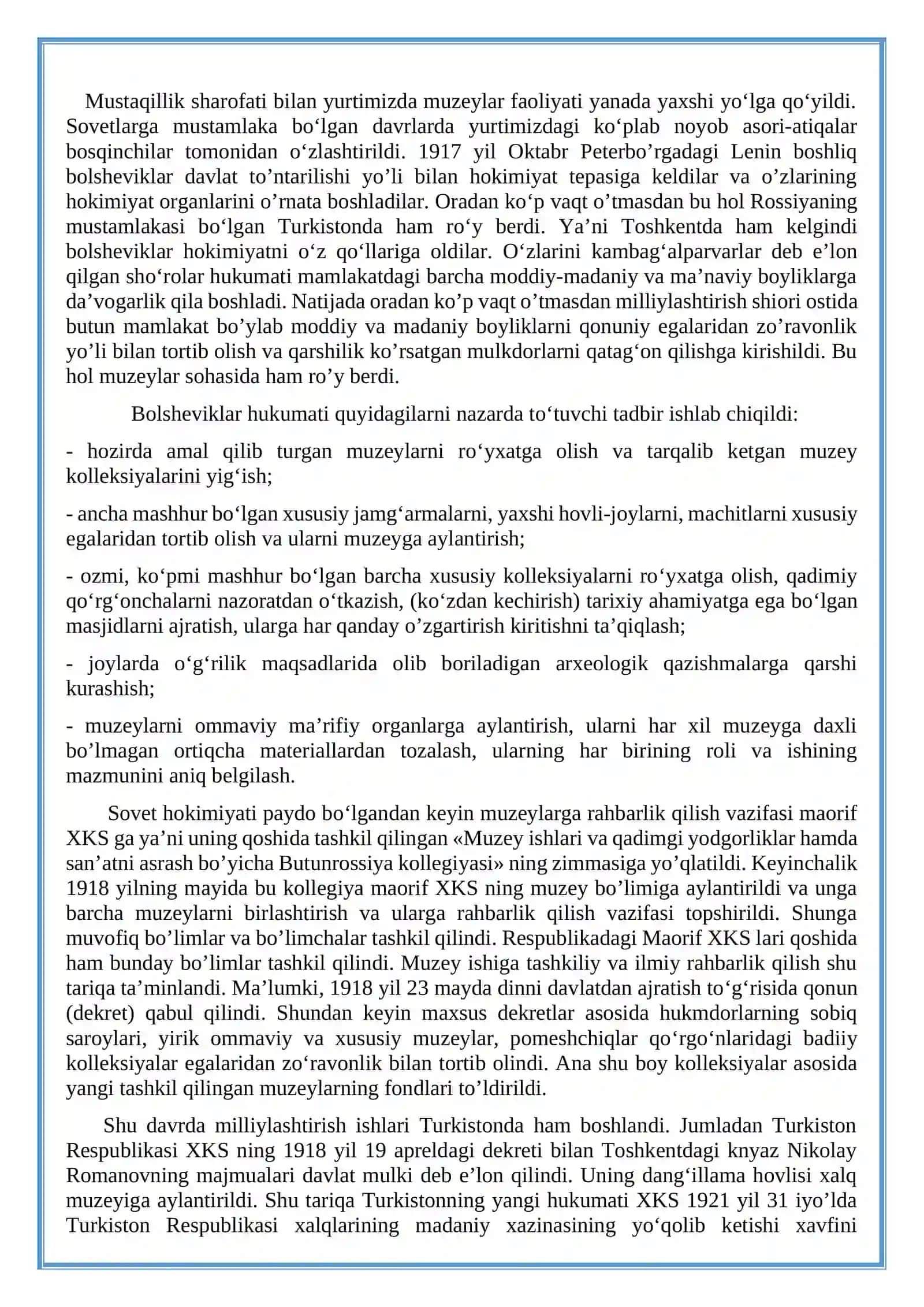 O’rta Osiyoda Rus bosqini davrida madaniy boyliklarni talon-taroj qilinishi 3