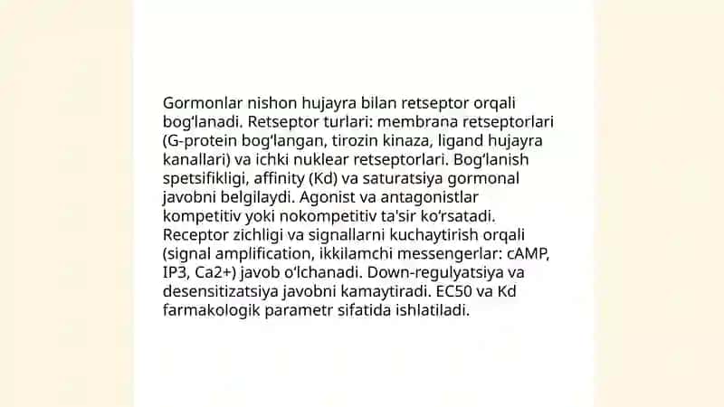 Gormonlarning nishon hujayralarga ta‘sir mexanizmi 3