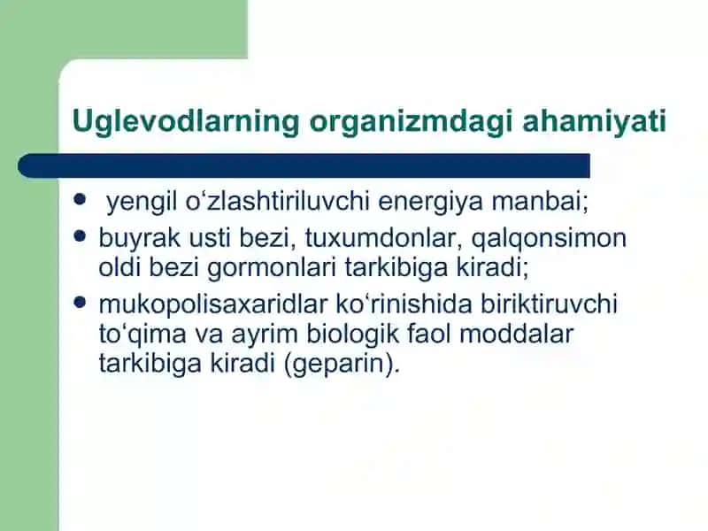 Uglevodlarning almashinuvi va funksiyalari 3