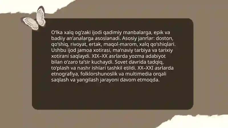 Oʻlka xalq ogʻzaki ijodi va badiiy adabiyotini oʻrganish 3