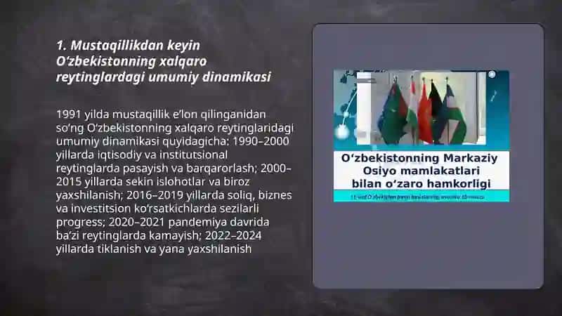Oʻzbekiston xalqaro reytinglardagi koʻrsatish tarixi va siyosiy ahamyati 3