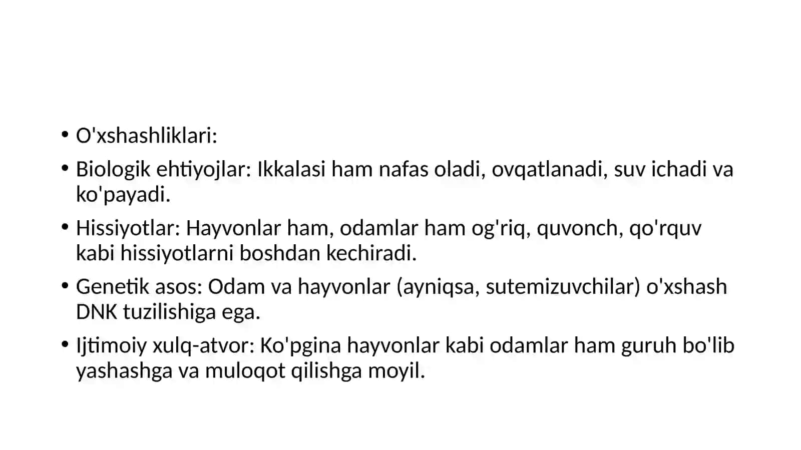 Odamlar va hayvonlar o'xshashliklari 3