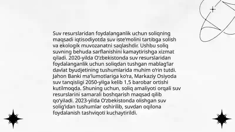Suv resurslaridan foydalanganlik uchun soliq 3
