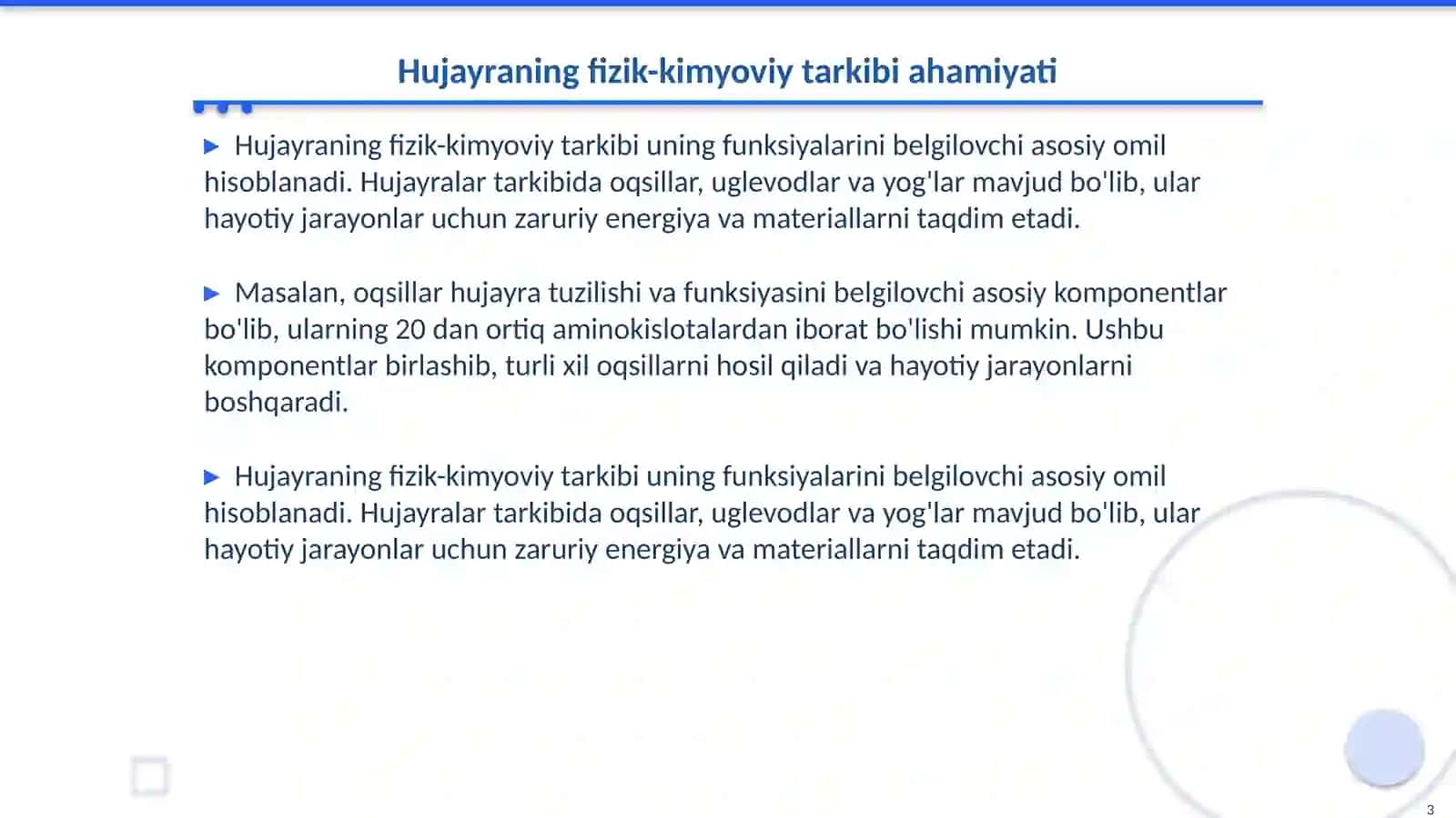 Hujayraning fizik-kimyoviy tarkibi 3